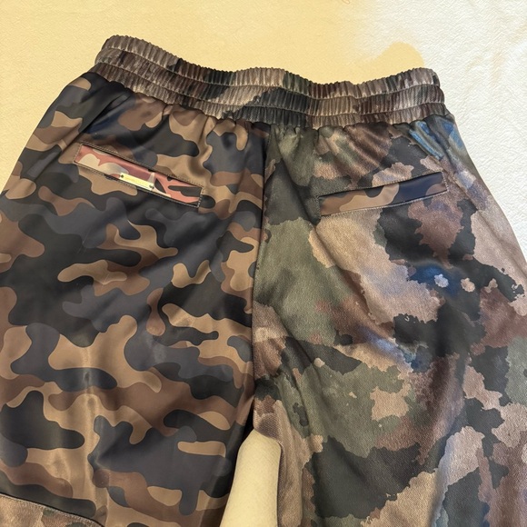♥️ Maniere De Voir Satin Camo Cargo Pants Joggers khaki pink purple 8 MDV - Picture 6 of 15